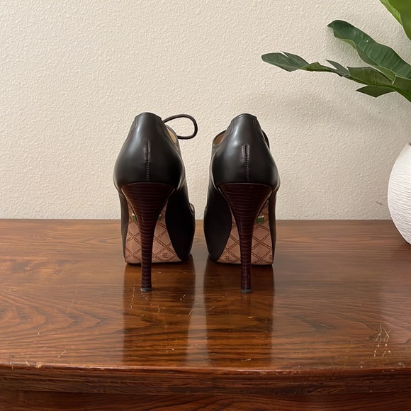 L.A.M.B. Oxford Lace Up Open Toe Heels - Picture 3 of 14